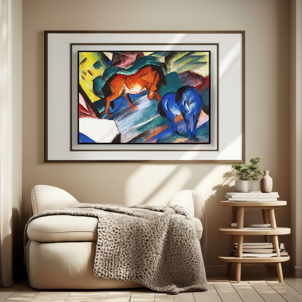 Two Cats, Blue and Yellow by Franz Marc – Expressionist Animal Art Print - Hakyarts