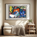 Two Cats, Blue and Yellow by Franz Marc – Expressionist Animal Art Print - Hakyarts