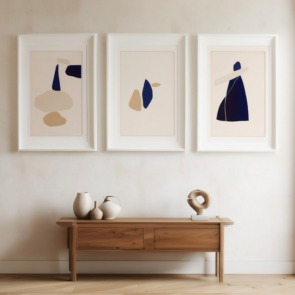 Blue Mountain – Set of 3 Prints | Modern Landscape Wall Art - Hakyarts
