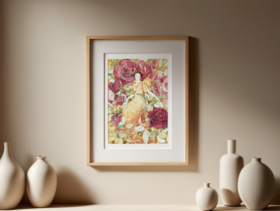 Woman Enframed in Flowers by Laura Coombs Hills