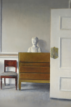 Interior with a Bust – Minimalist Interior Art Print by Vilhelm Hammershøi