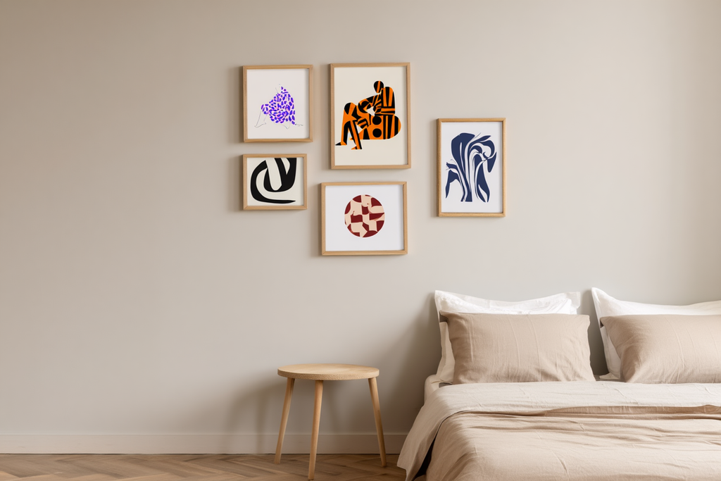 5 Flowing Geometric Abstract Prints – Organic Modern Wall Art for Living Room, Bedroom & Office Decor
