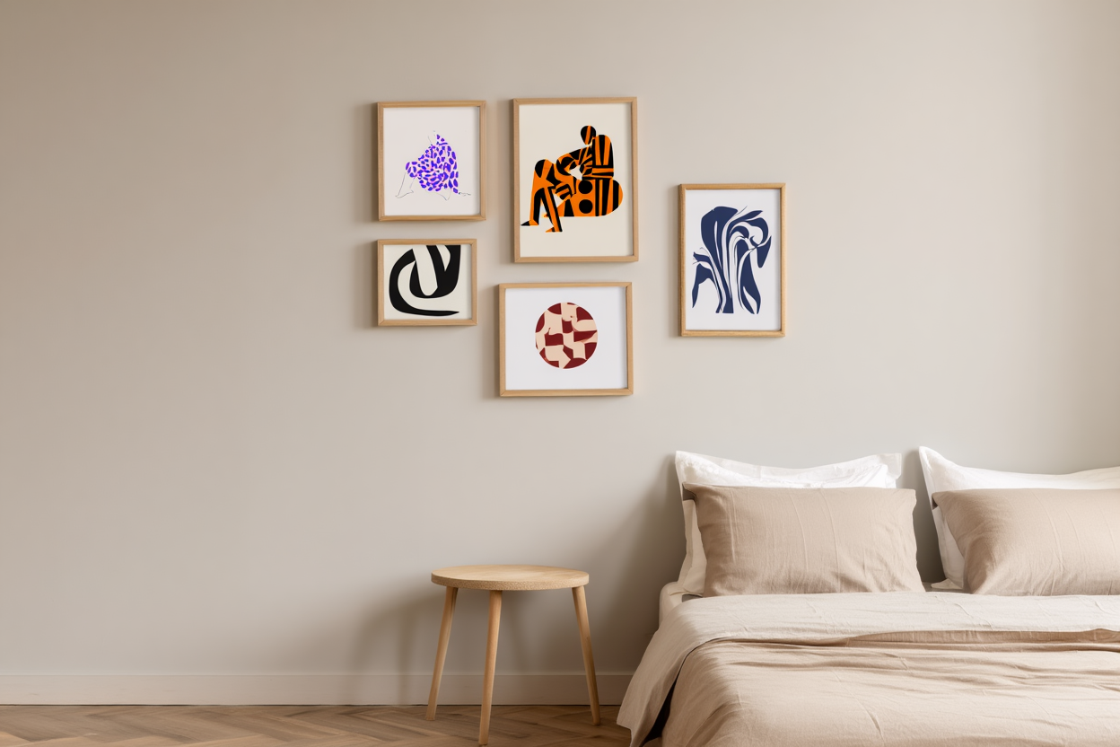 5 Flowing Geometric Abstract Prints – Organic Modern Wall Art for Living Room, Bedroom & Office Decor