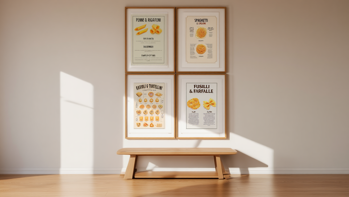 4 Pasta Prints – Retro Italian Kitchen Wall Art