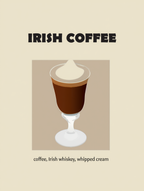 Set of 4 Coffee-Inspired Prints – Irish Coffee, Flat White, Cappuccino & Americano - Hakyarts