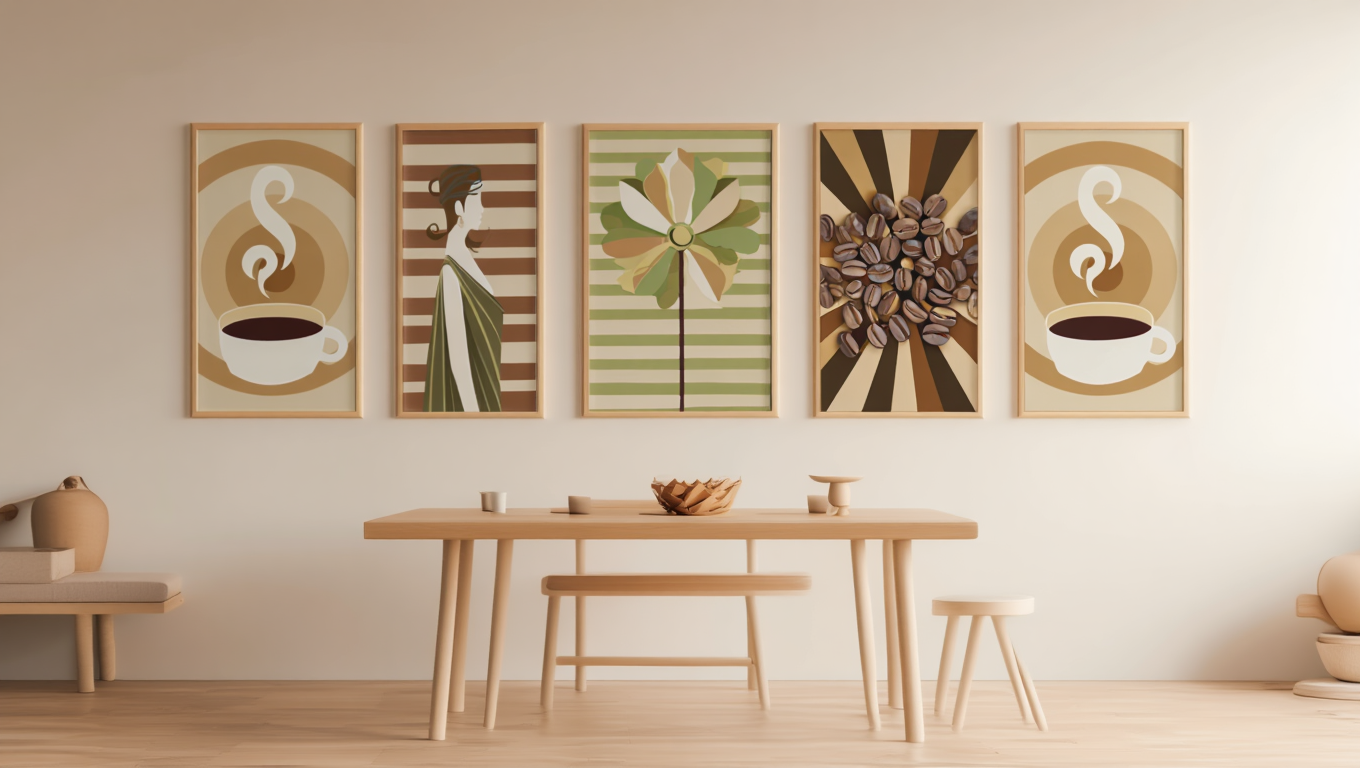 Modern Coffee & Vase Abstract Collection – Set of 5