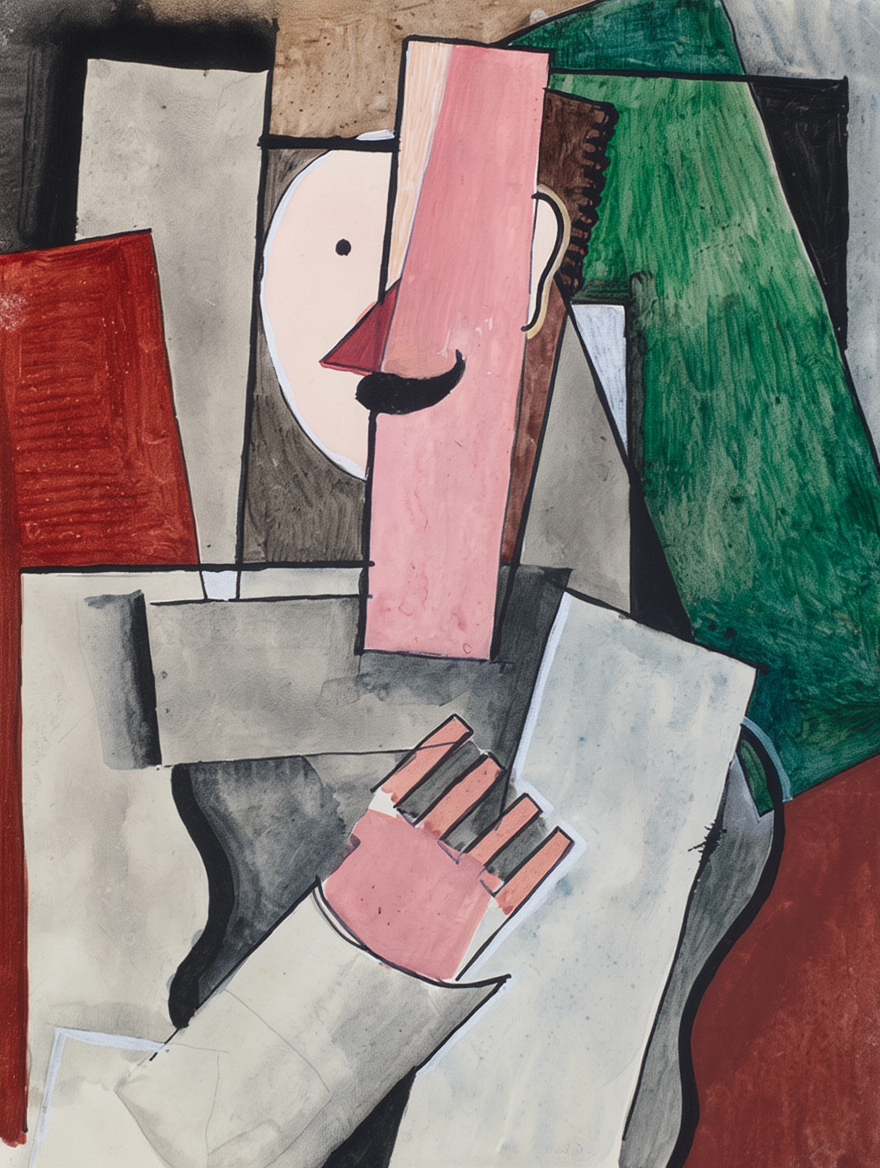 Lesoldatàlamoustache (1918) – Cubist / Post-Cubist Art Print - Hakyarts