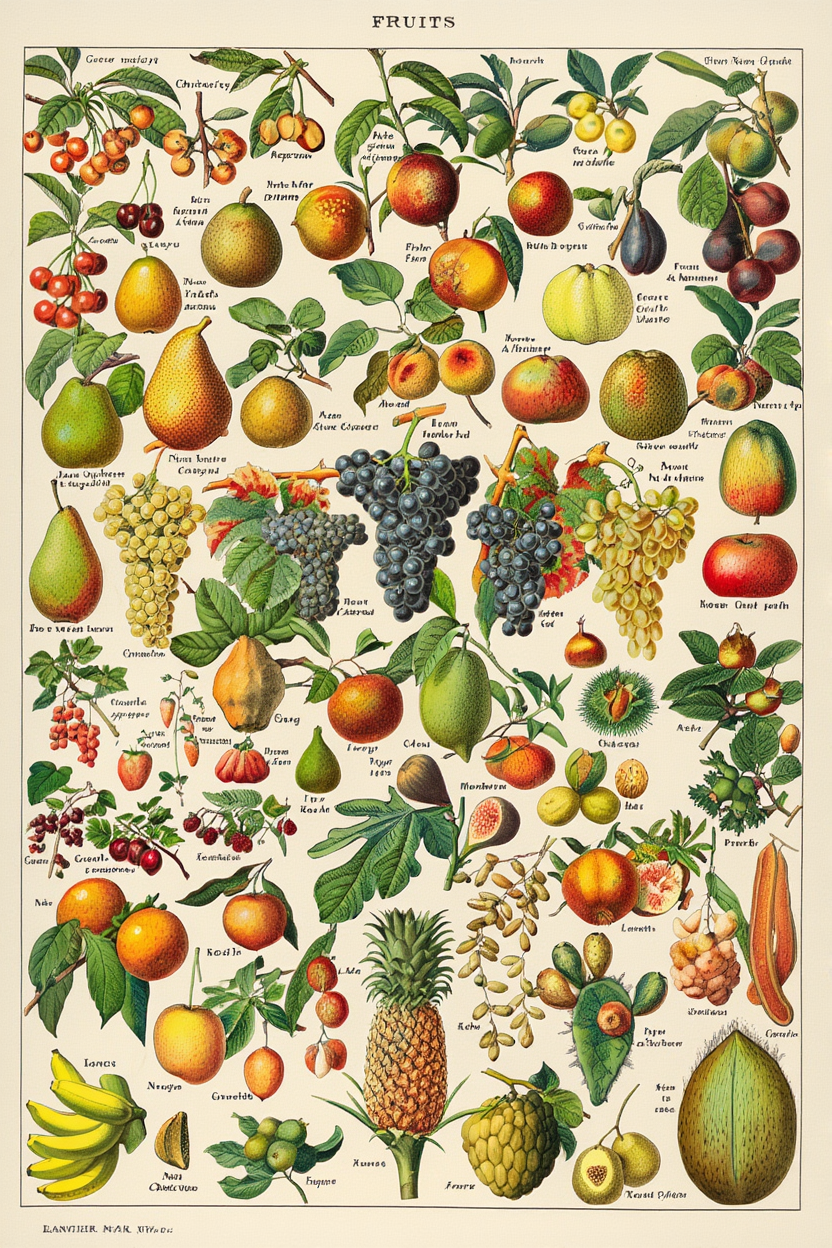 Adolphe Millot - Fruits I Poster