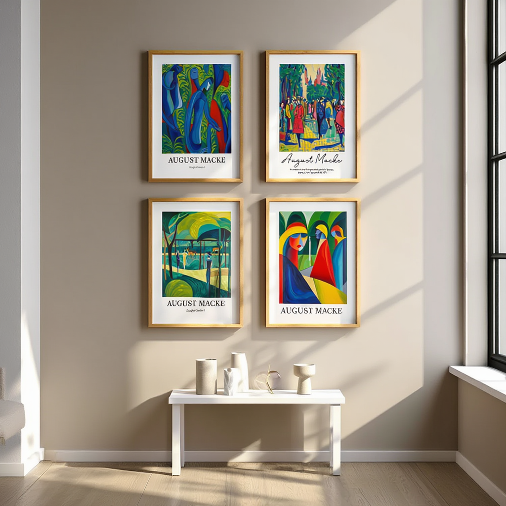 Bright & Bold August Macke Prints – 4 Modern Artworks for Living Room or Bedroom