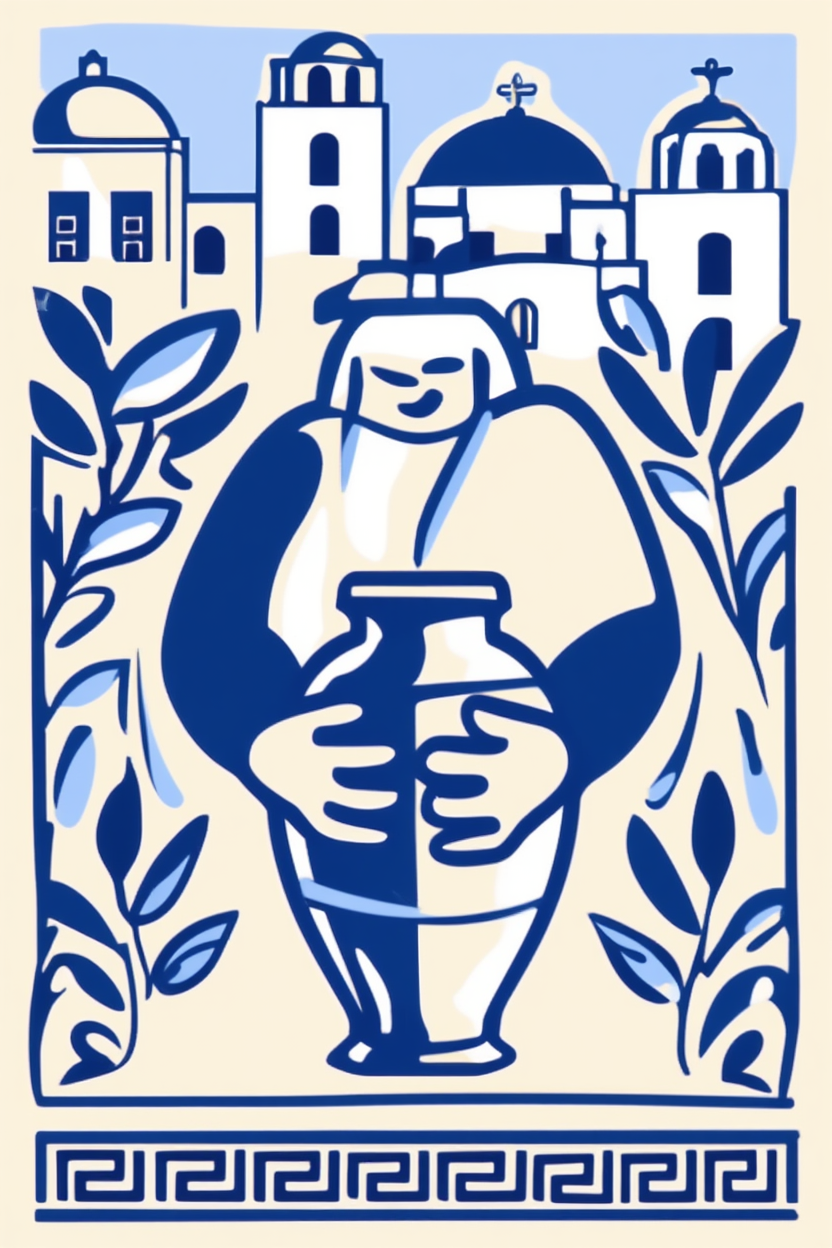 Azure Columns – Contemporary Greek-Inspired Art Print