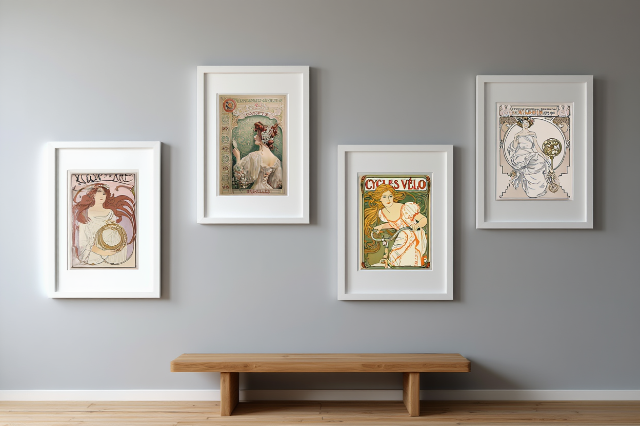 Alphonse Mucha 4-Print Collection – Art Nouveau Elegance