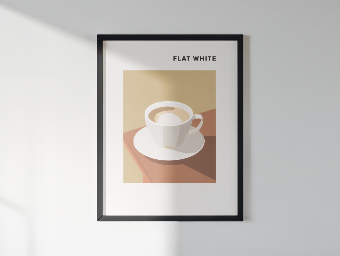 4 Coffee Posters – Affogato, Flat White, Macchiato, Frappuccino & Americano Minimalist Café Wall Art