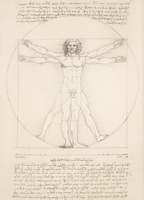 Set of 2 Leonardo da Vinci – Vitruvian Man & Rust Patina Abstract II | Renaissance & Contemporary Art Prints