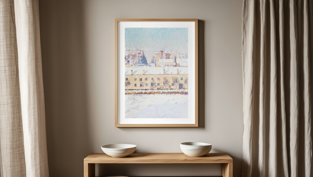 A Winter Scene, Motif from Southern Stockholm (1896) by Axel Lindman – Vintage Swedish Winter Landscape Art Print