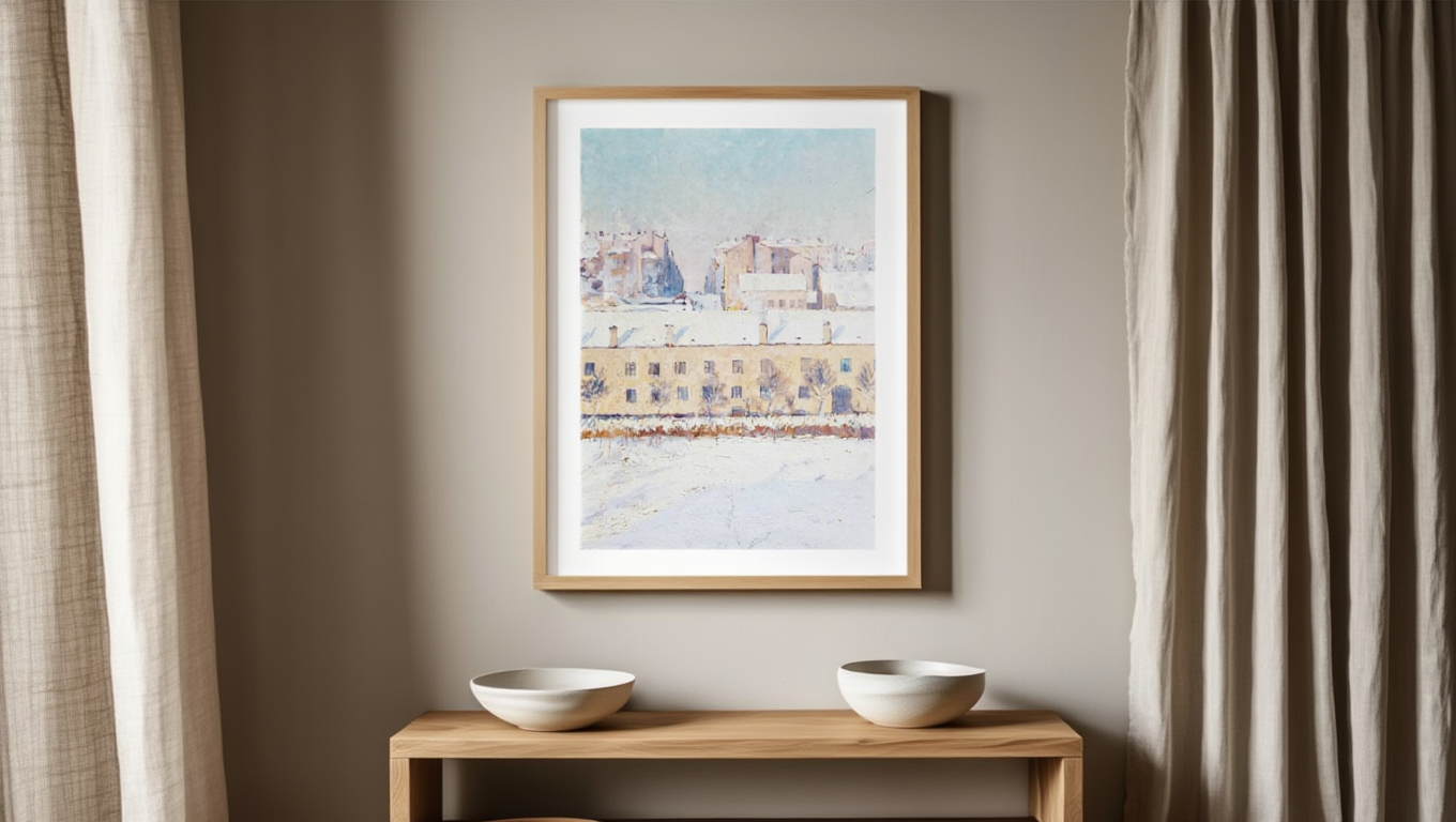 A Winter Scene, Motif from Southern Stockholm (1896) by Axel Lindman – Vintage Swedish Winter Landscape Art Print