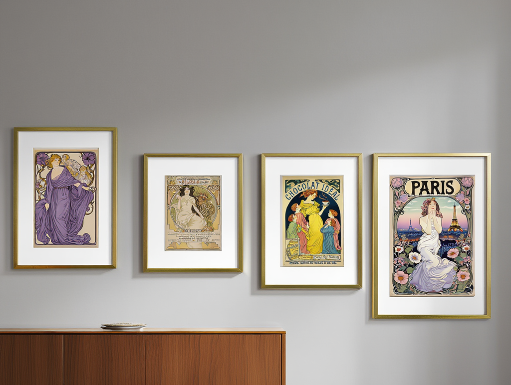 Alphonse Mucha Home Décor Set – 4 Art Nouveau Prints