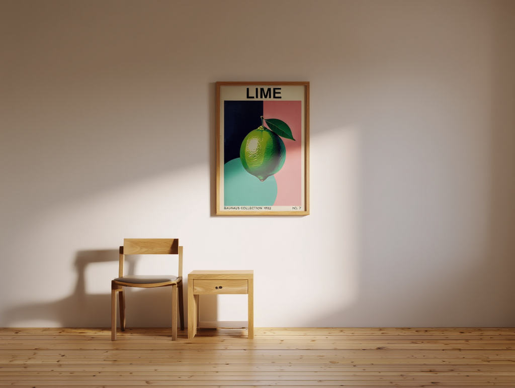 Bauhaus Lime Poster – Modern Geometric Wall Art Print