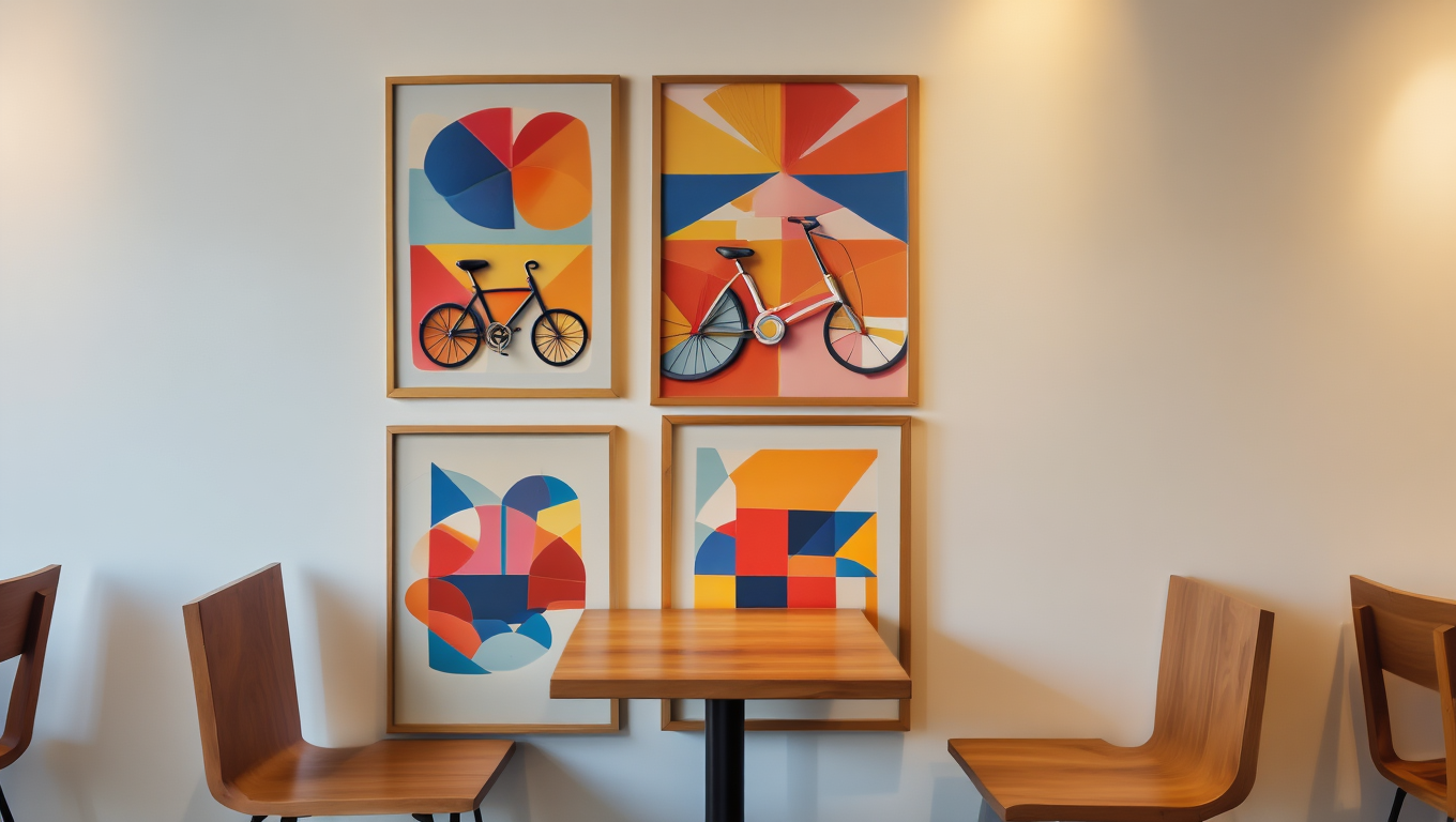 Bauhaus Geometric Pop Art – Home Office Bicycle Set of 4