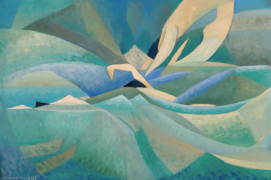 Swimming: The Start of the Race (20th century) by Claude Flight – Modernist Art Print - Hakyarts