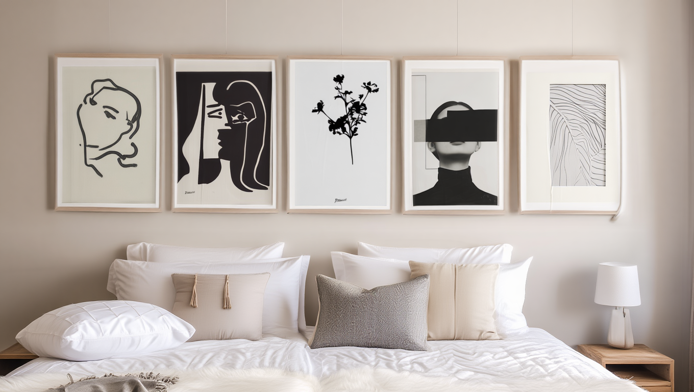 Monochrome Abstract-Inspired Abstract Prints – 5 Black & White Art Pieces