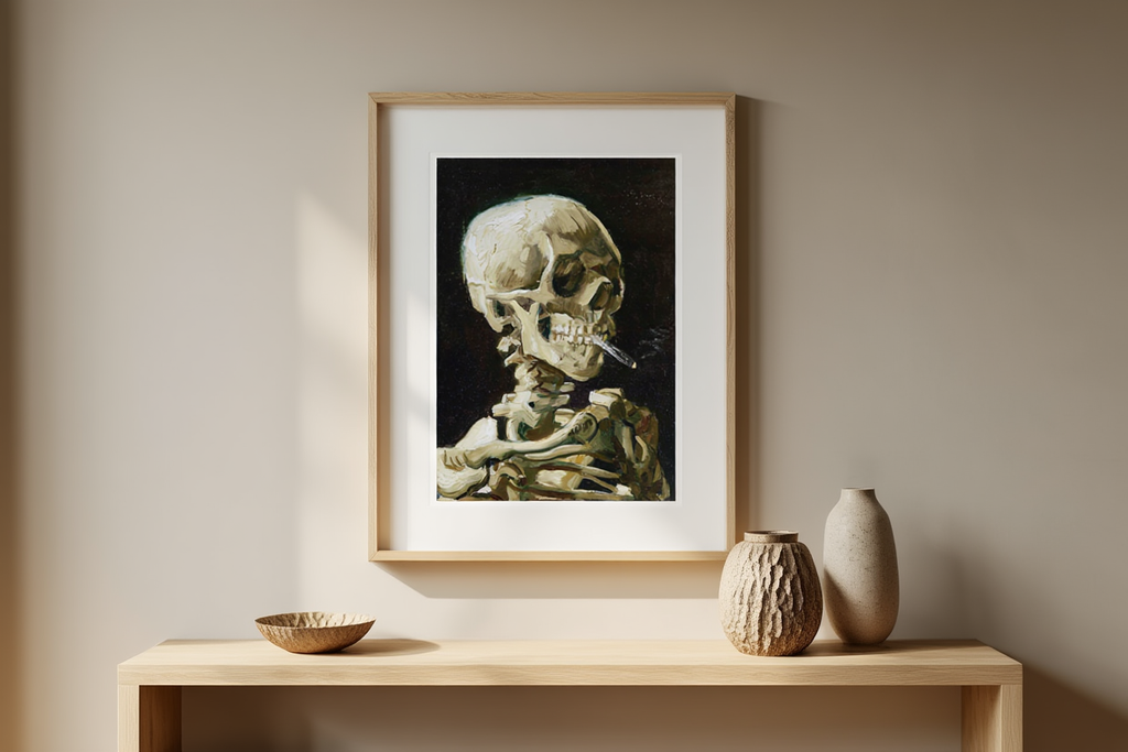Vincent Van Gogh “Head of a Skeleton with a Burning Cigarette” Poster – Iconic Surreal Art Print