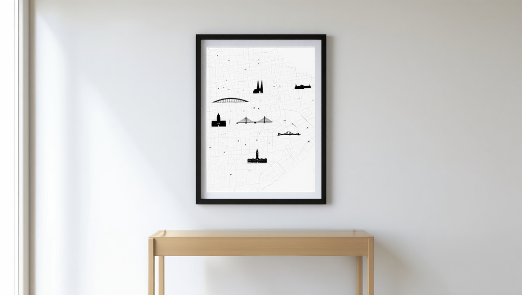 Glasgow City Map Poster – Black and White Minimalist Wall Art Print
