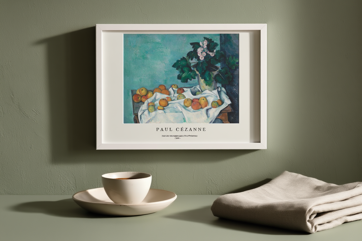 Paul Cezanne - Still Life with Apples and a Pot of Primroses Poster | HakyArts