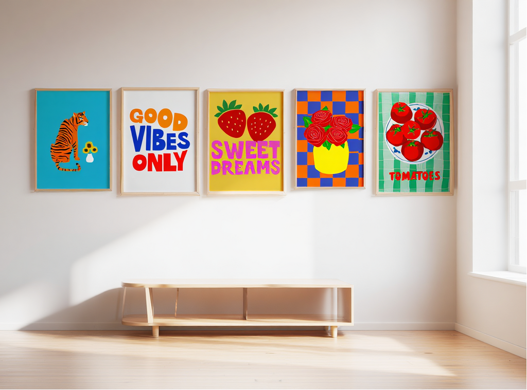 Colourful Electric Blue – Good Vibes 5-Prints