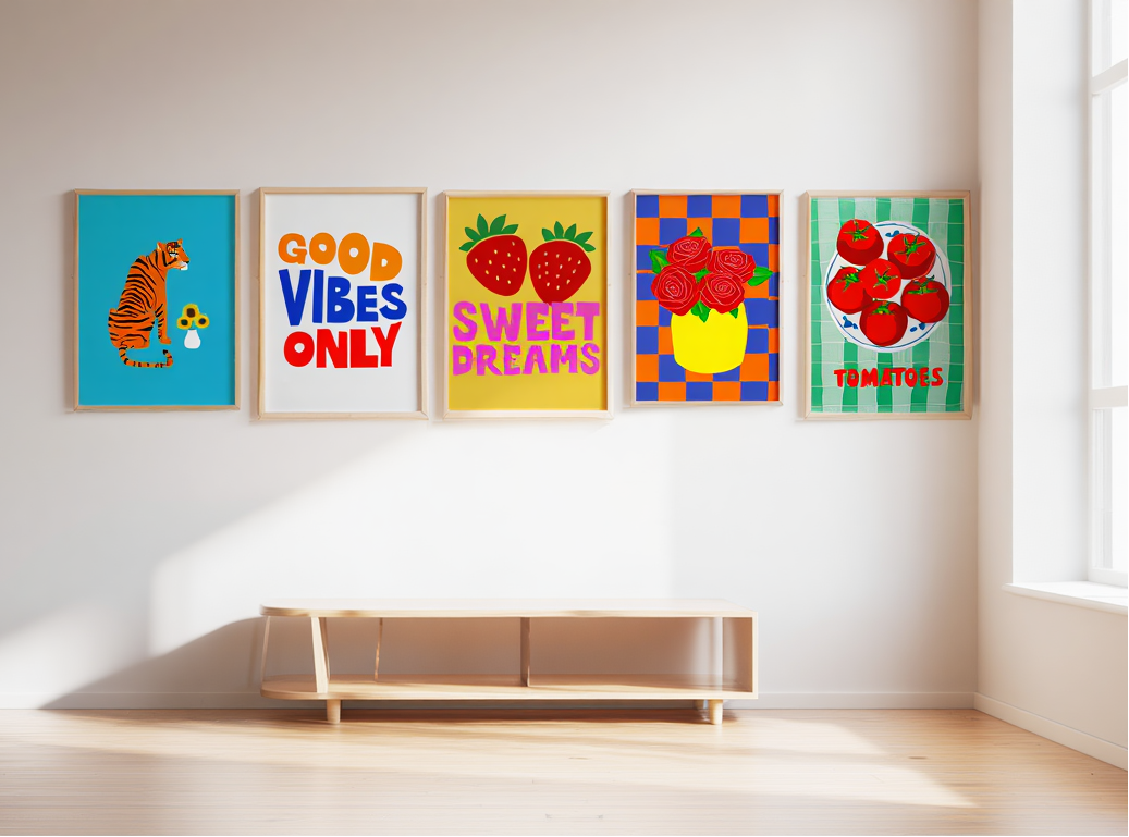 Colourful Electric Blue – Good Vibes 5-Prints