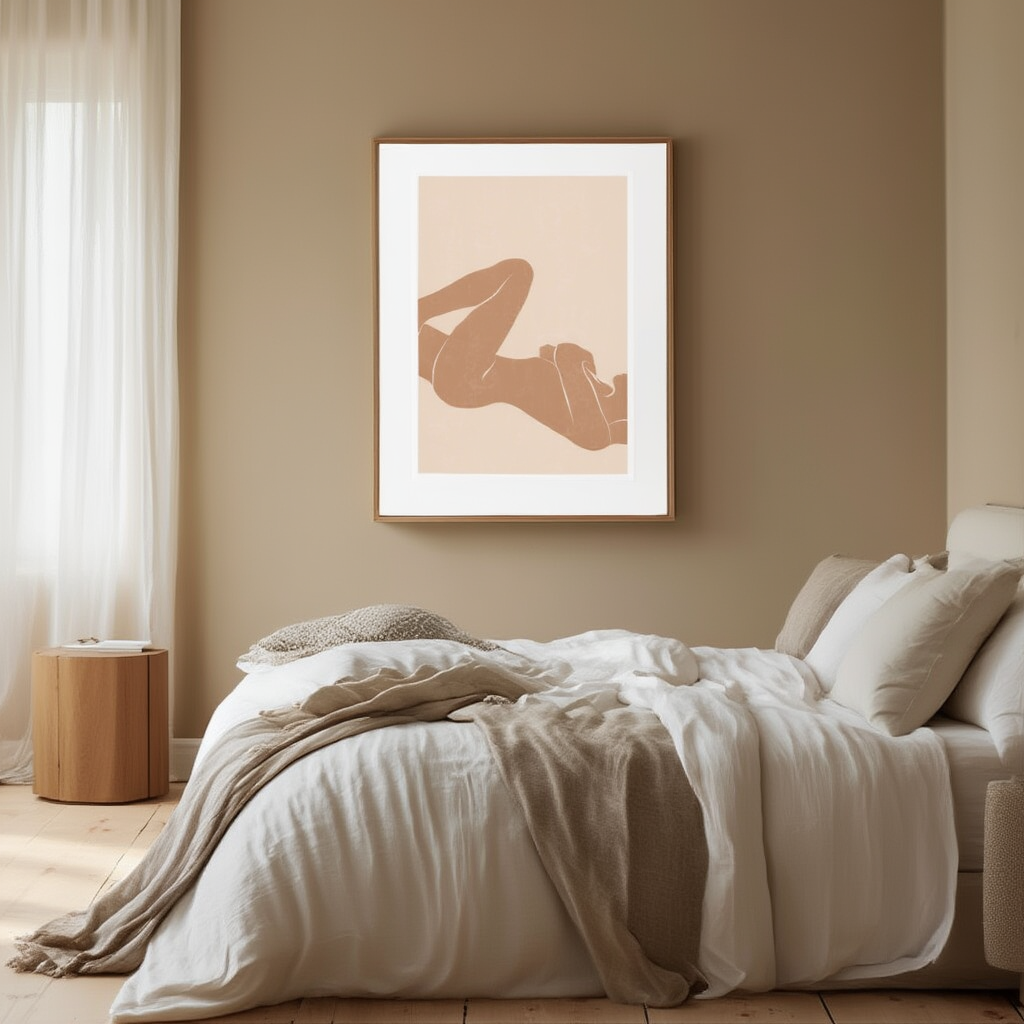 In Bed Poster | Minimalist Figurative Wall Art Print - Hakyarts