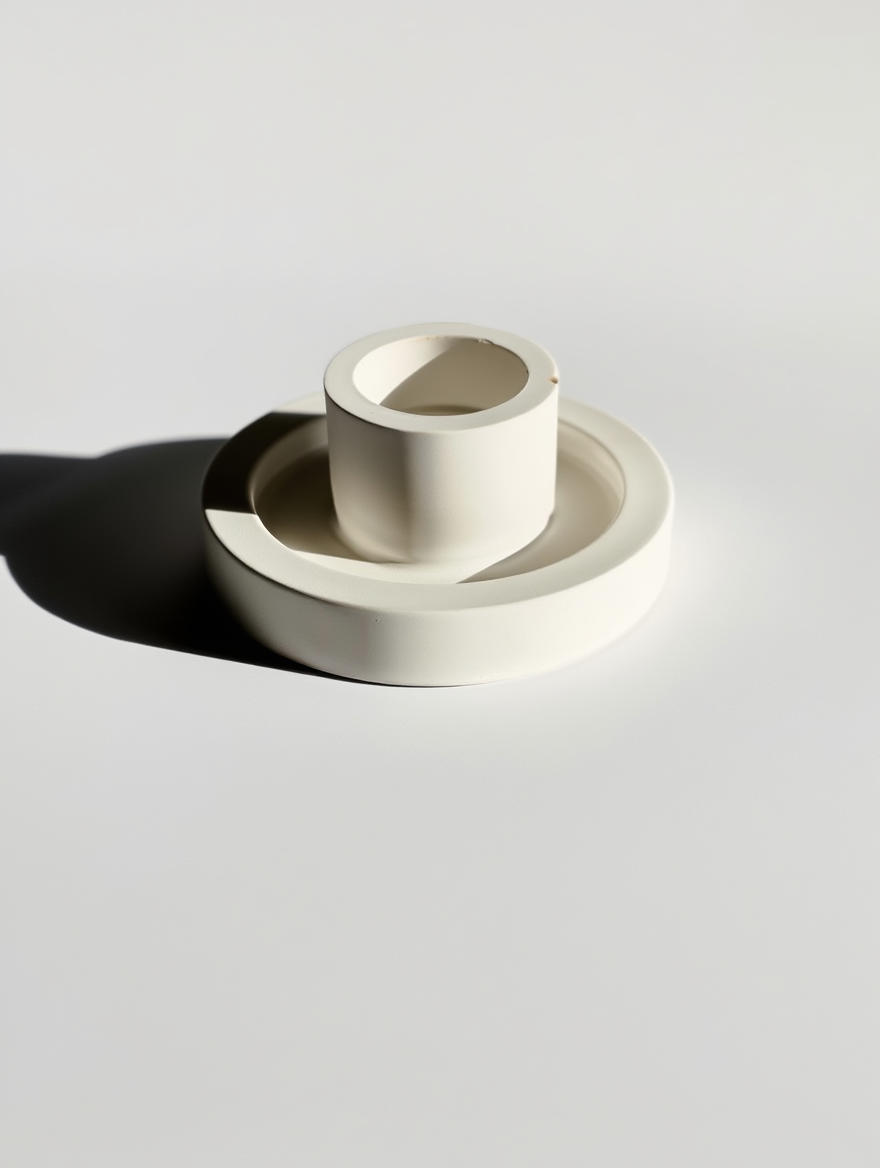 Minimalist Short Candle Holder – White Cream  Home Decor