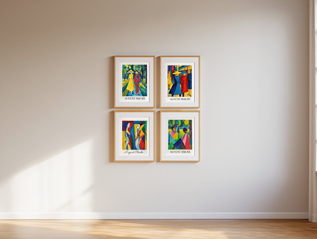 August Macke Wall Art – 4 Modern Expressionist Prints | Colorful Gallery Wall for Living Room, Bedroom, or Office