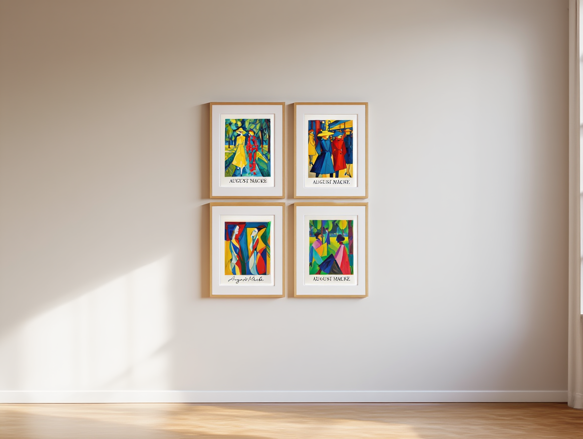 August Macke Wall Art – 4 Modern Expressionist Prints | Colorful Gallery Wall for Living Room, Bedroom, or Office