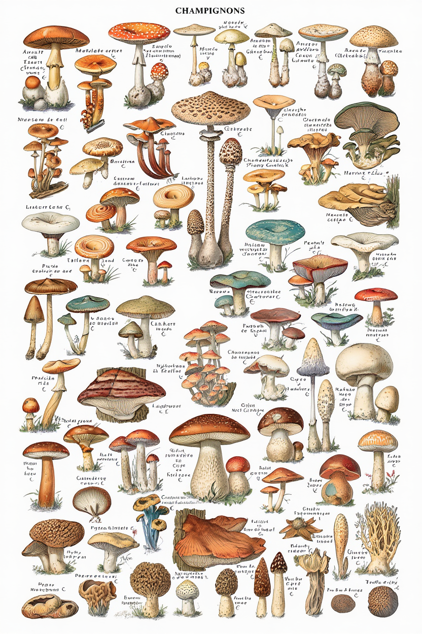 Adolphe Millot - Champignons Poster
