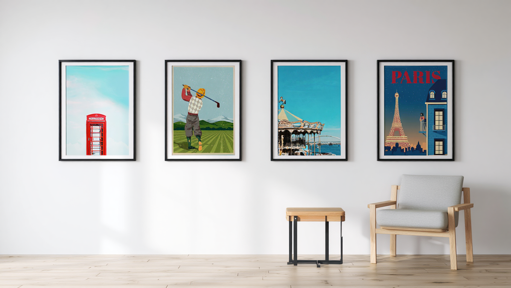 Retro Revival – 4-Piece Mid-Century Wall Art Set