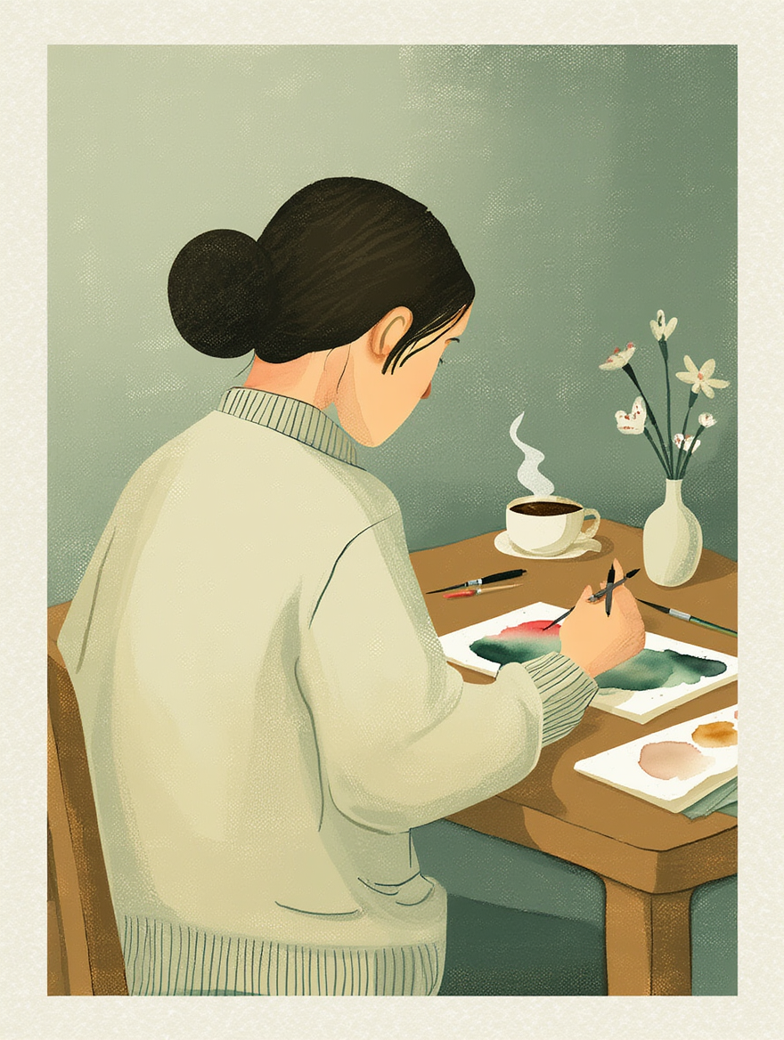 Morning Painting – Vintage Single Print