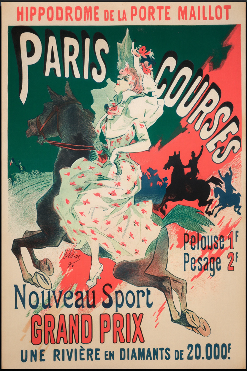 Paris Courses Poster by Jules Chéret – Belle Époque French Advertising Art Print
