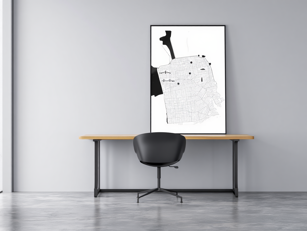 San Francisco City Map Poster – Minimalist Black & White Urban Wall Art Print