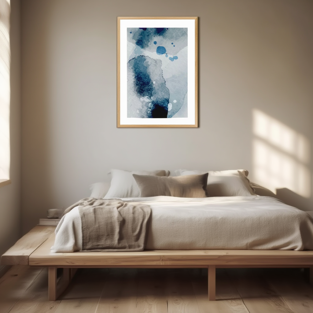 Abstract Blue Marks No 3 Poster