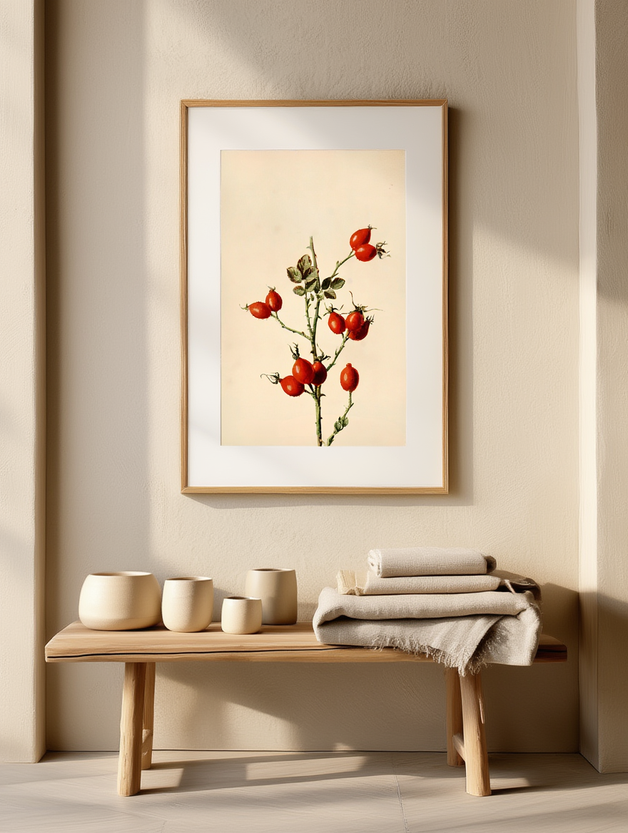 Røde blomster Vintage botanisk blomsterplakat