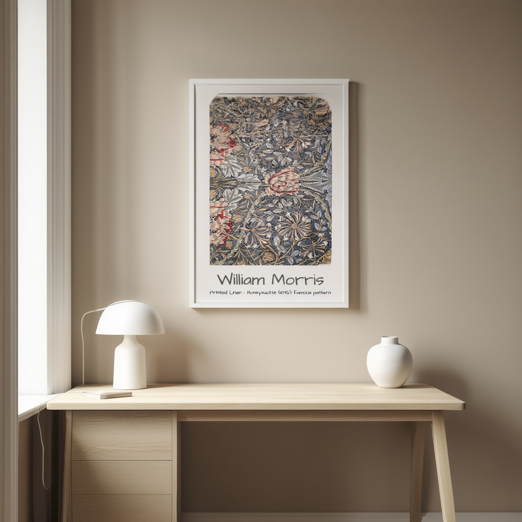 Honeysuckle Pattern – William Morris Printed Linen Art Print | Iconic Arts & Crafts Design