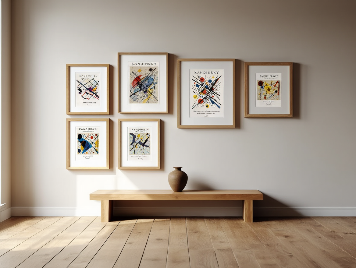 Kandinsky Geometric Abstract – 6 Modern Bauhaus Prints -Colorful Composition Gallery Wall Set for Living Room, Bedroom, or Office