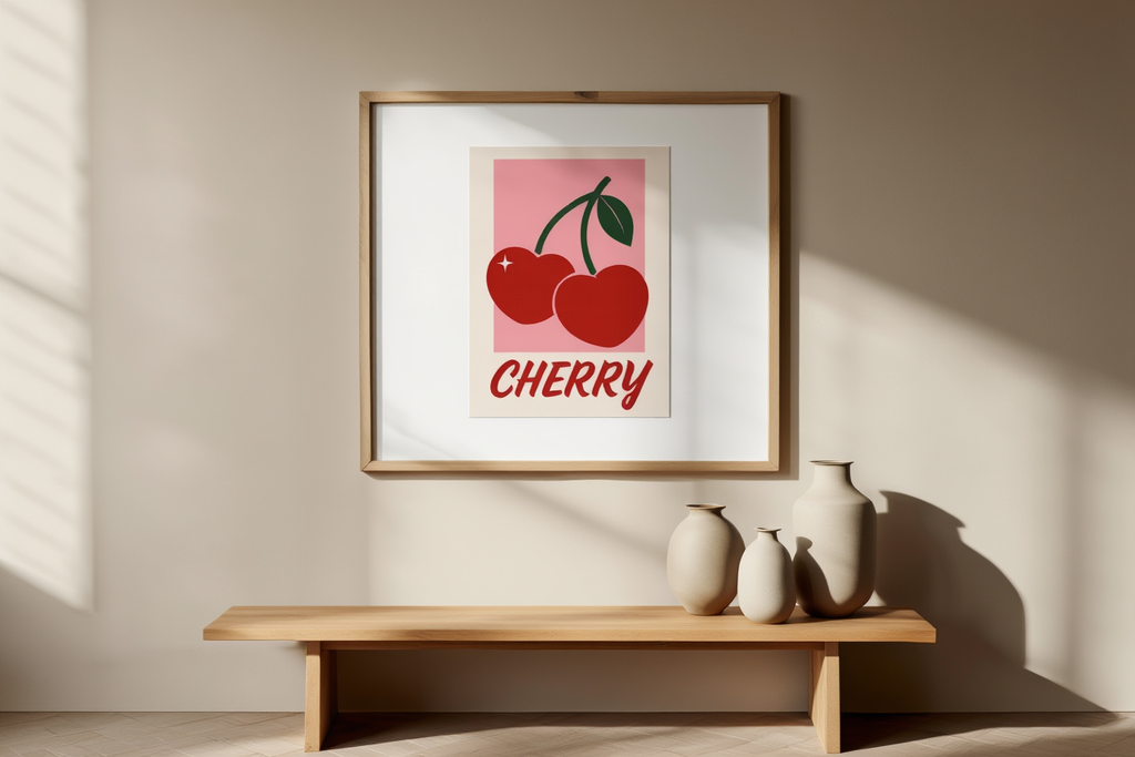 Cherry Pop Poster – Vibrant Fruit Wall Art for Kitchen & Living Room Decor