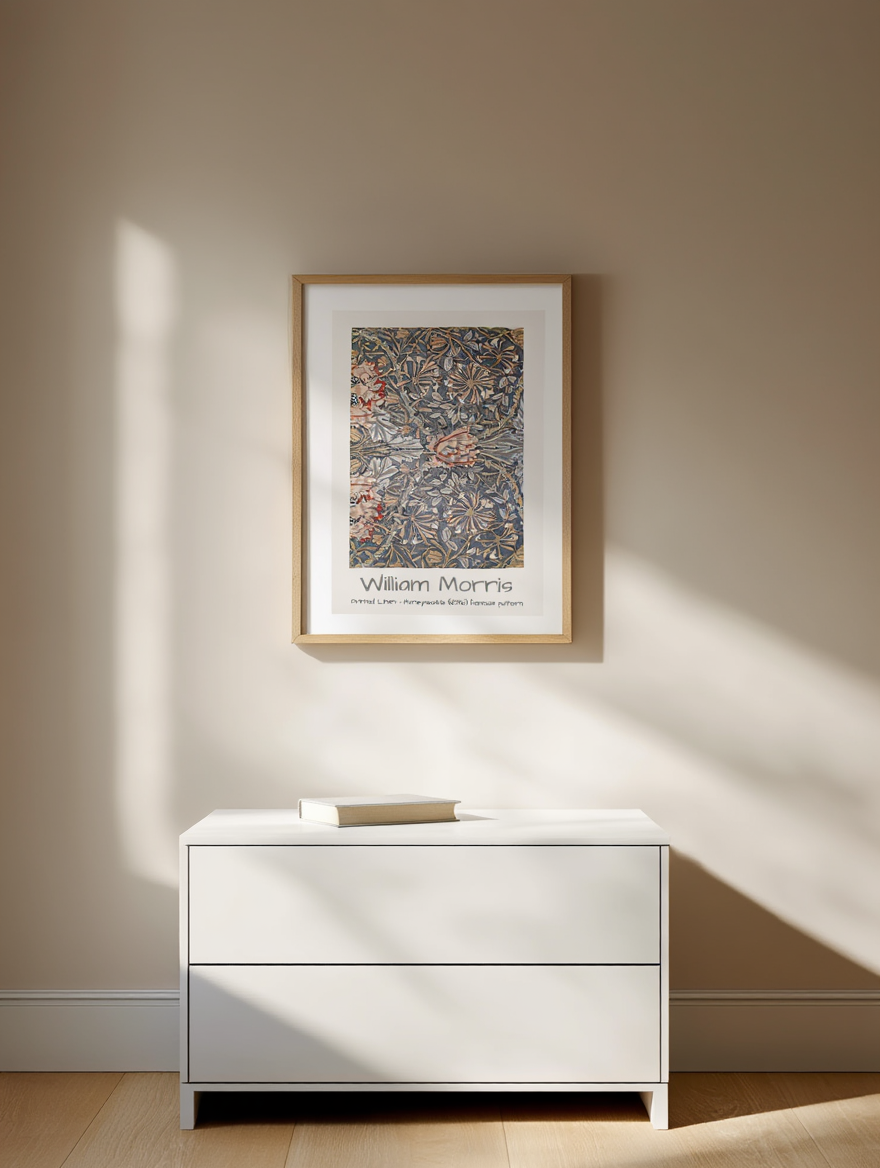 Honeysuckle Pattern – William Morris Printed Linen Art Print | Iconic Arts & Crafts Design