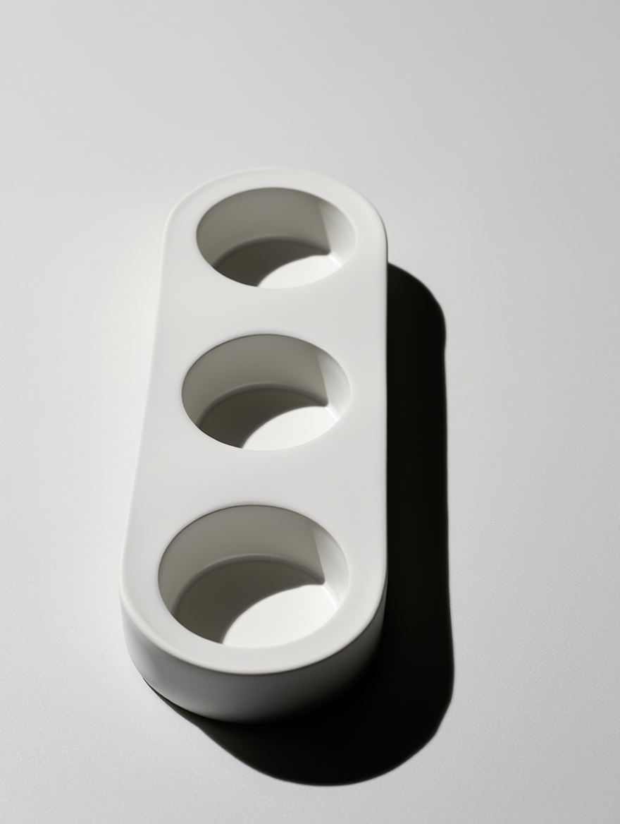 Minimalist Triple Tealight Candle Holder – White Cream Plaster Home Decor