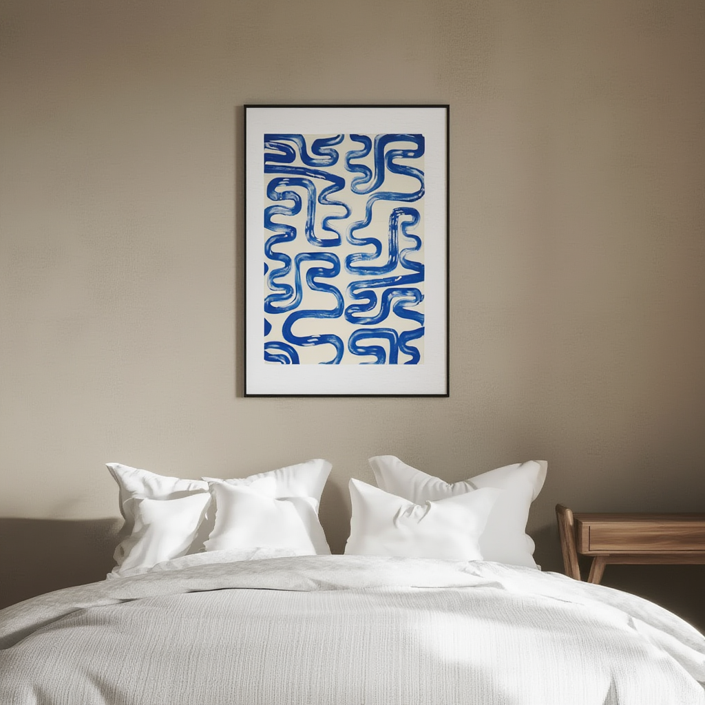 Blue Cerulean Rhythm – Geometric Abstract Art Print - Hakyarts