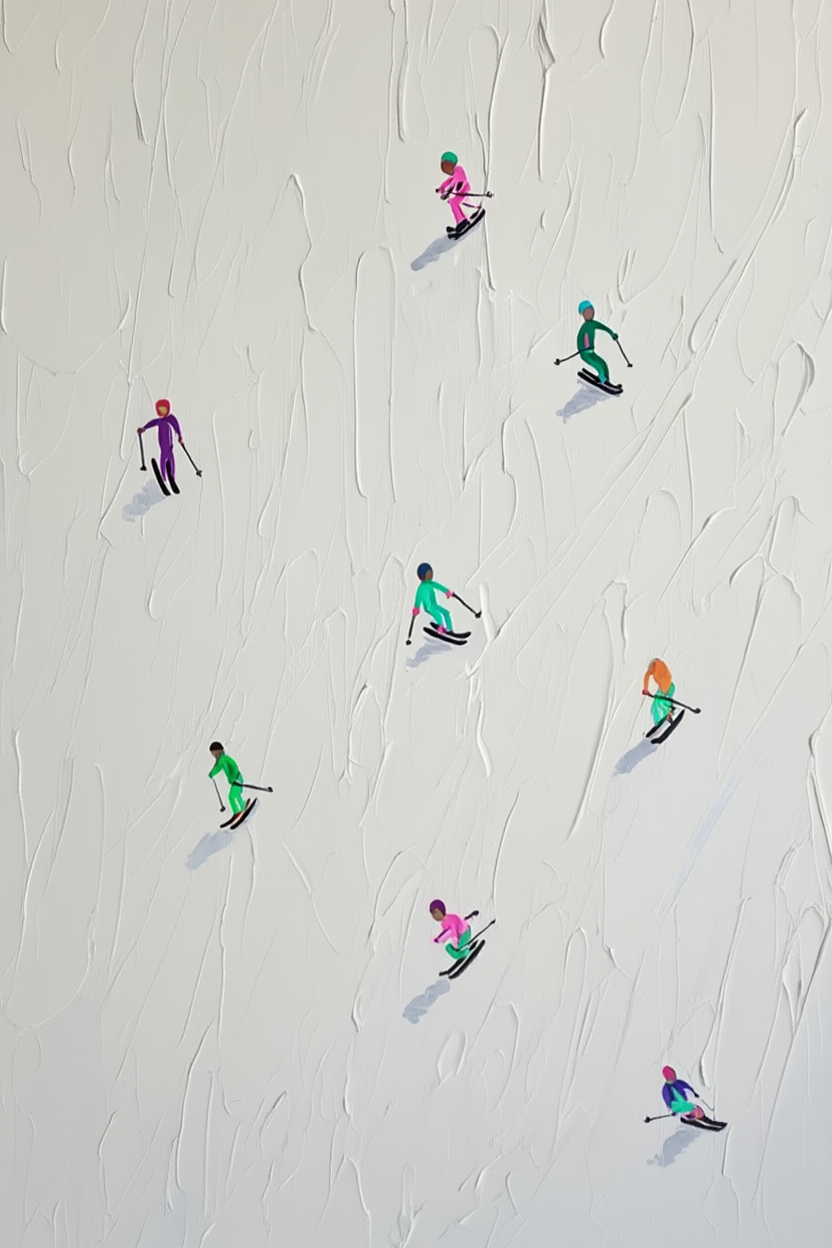 Set of 2 Minimalist Lifestyle Art Prints – Ski Trip & Flower Female Gallery Set