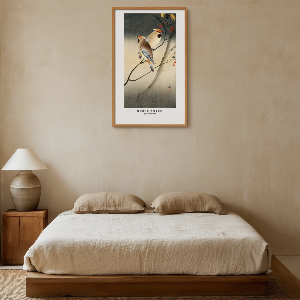 Jays on Berry Tree – Ohara Koson Poster | Japanese Bird Art Print