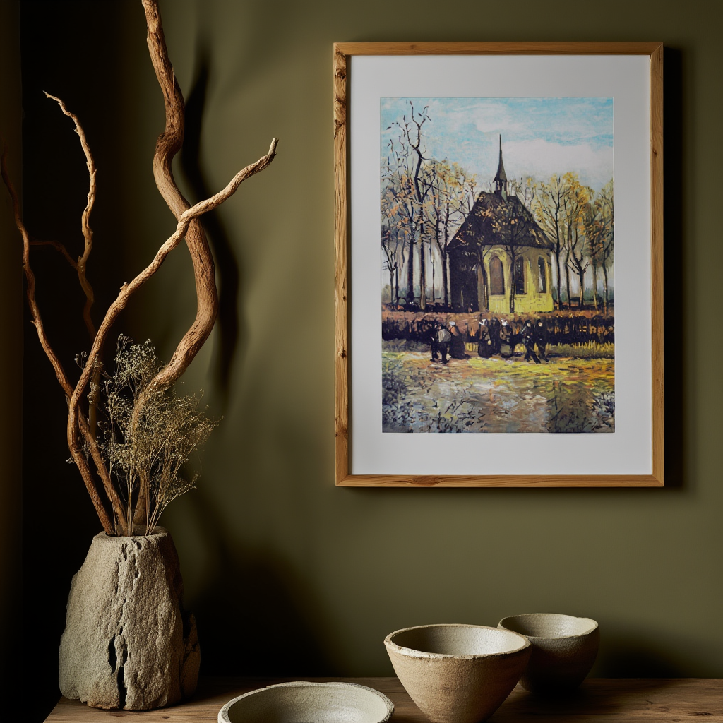 The Church of Nuenen with Churchgoers