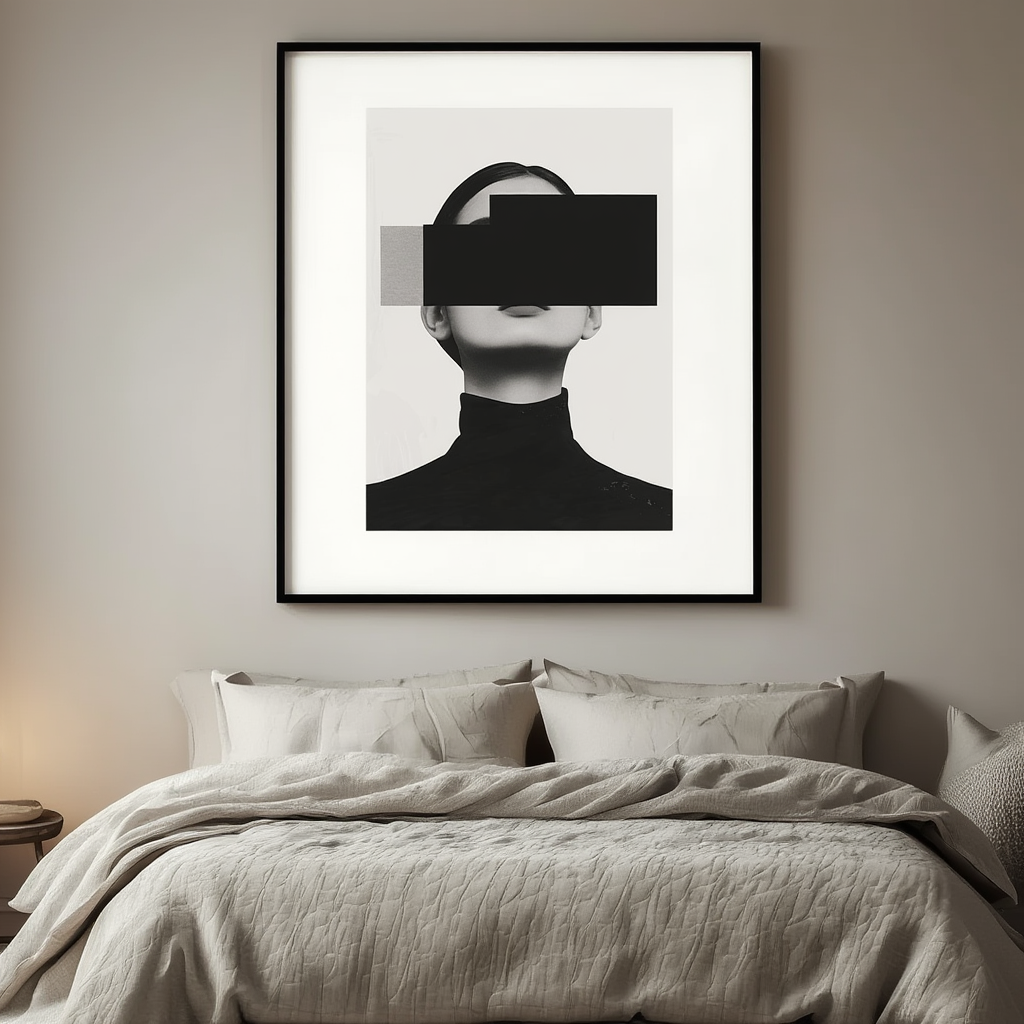 Virtuel vision Moderne sort-hvid VR-hovedkunst